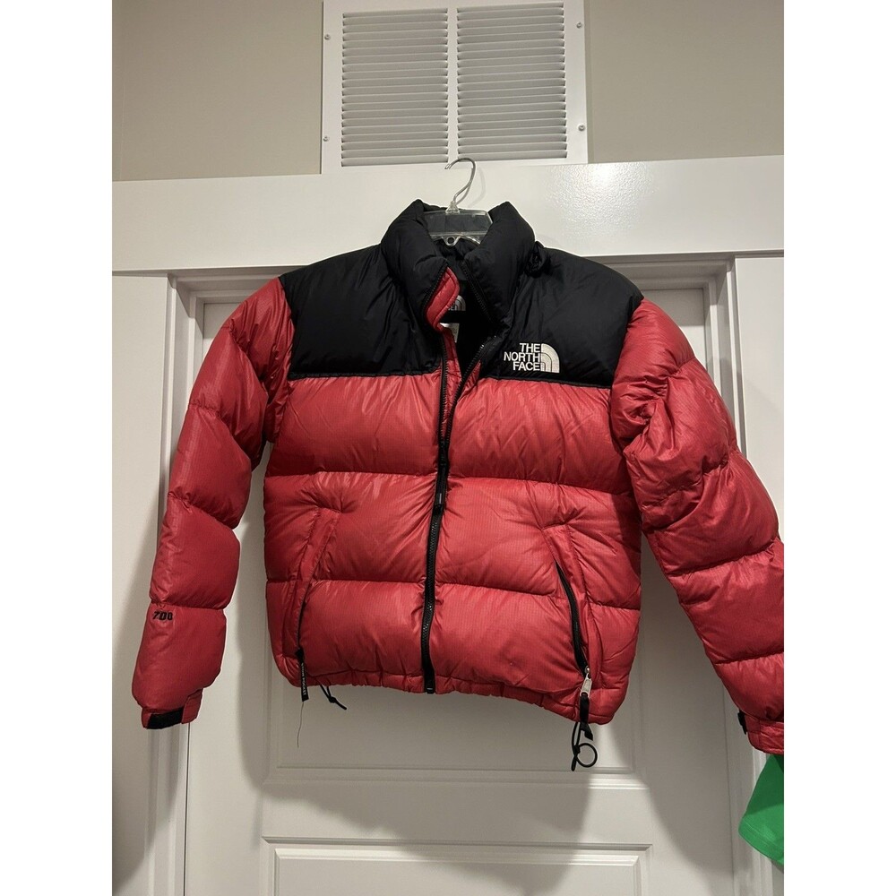 The North Face 700 Down Puffer Jacket Womens Medium Red Black Zip Coat Gorp City